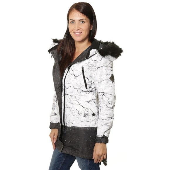 Burton Ceramic White Black Splatter Paint Snowboard Ski Winter Barge Jacket NWT - Picture 2 of 12